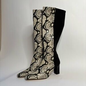Good American The Statement Mix Knee High Boot Python Leather Size 11